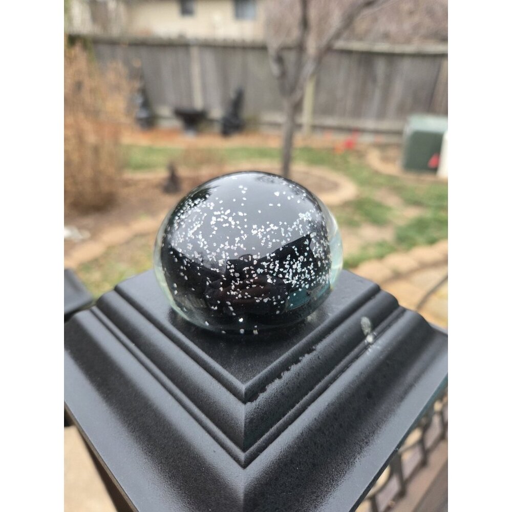 Art Glass‎ Paperweight Black with silver glitter Desk Decor 3" hand blown